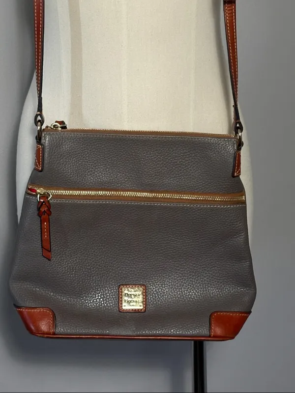 Dooney & Bourke Elephant Gray Leather Pebble Grain Crossbody Bag - Image 2
