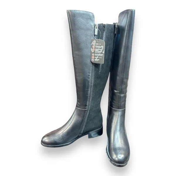 Aqua‎ Diva Waterproof Over the Knee Boots Leather Black Block Heel Sz 6 - Image 6