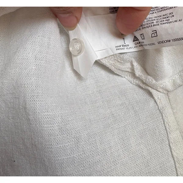 Nine West Jeans Womens Linen Blend Button Down Top Cream Long Sleeve Medium - Image 9