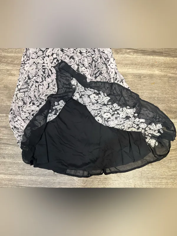 by Anthropologie Small Floral Smocked Puff Sleeve Midi Dress Boho Black - Image 5