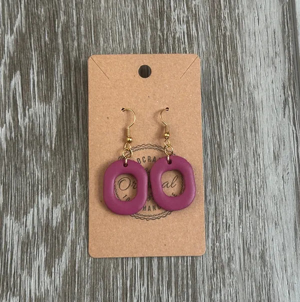 NWT Plum Polymer Clay Dangle Pierced Earrings Handmade - Image 2