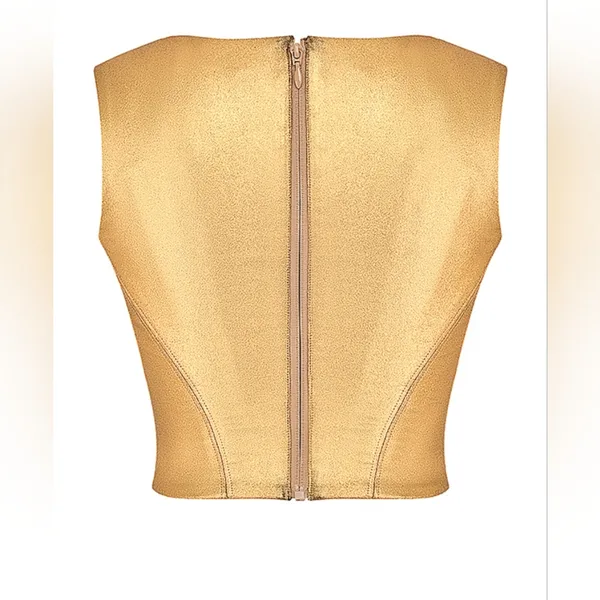 NWT House Of CB Karia Foil Corset Top in Gold Size M - Image 8