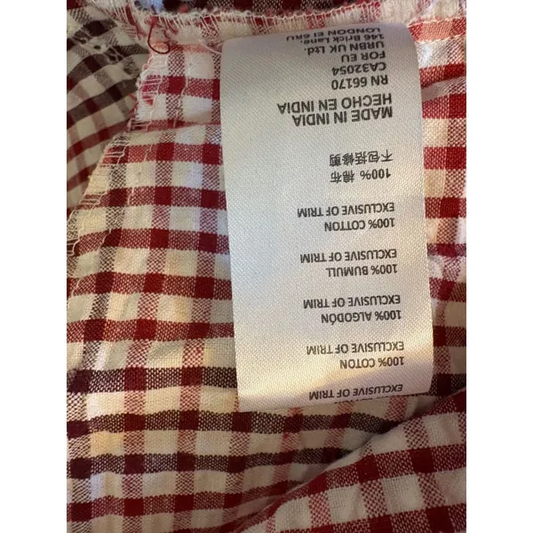 Free People Charlotte Gingham Tunic‎ Women XS Red White NEW Smocked Boho - Image 7