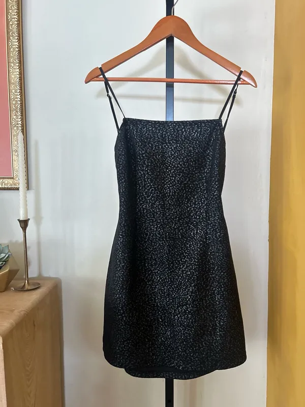Urban Outfitters Leopard Textured Strappy Back Mini Dress‎ Cheetah Black Medium - Image 3
