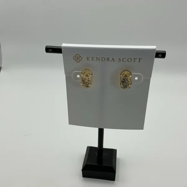 Kendra Scott Ari Stud Earrings Gold Tone Clear Crystal NWT - Image 4