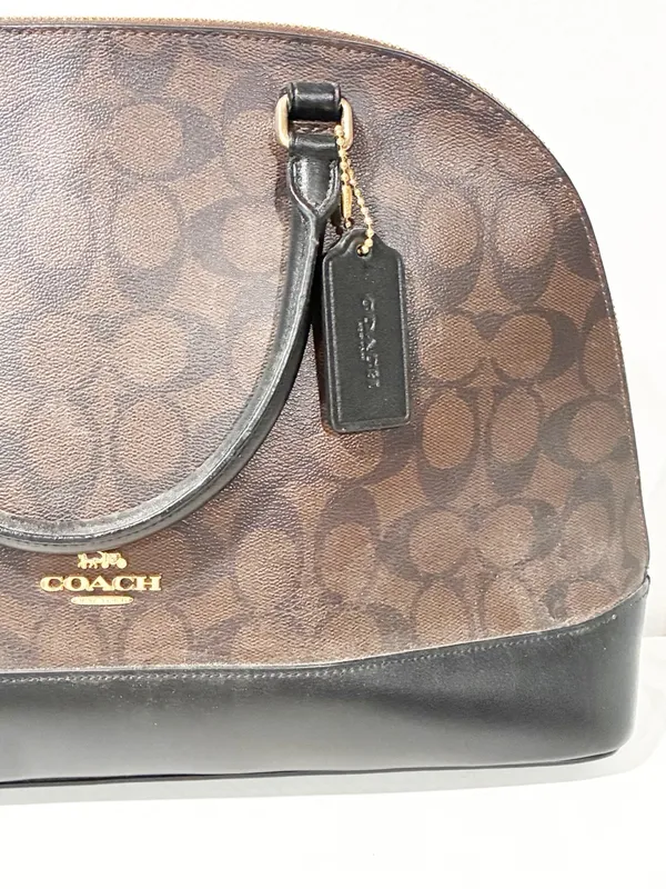 Coach Katy Satchel In Signature Canvas Brown Black Shoulder Bag - Image 2