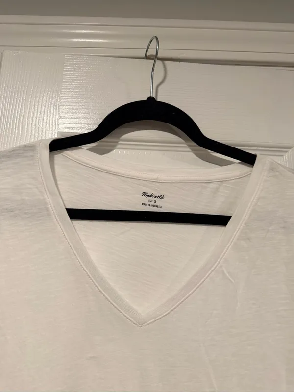 NWOT Madewell Size S White V Neck Short Sleeve Lightweight Slub Cotton Top - Image 5