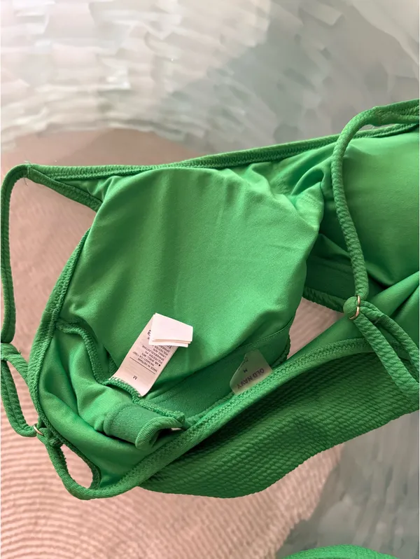 Old Navy Green Textured High-Waist Bikini Set Top M Bottom S - Image 6