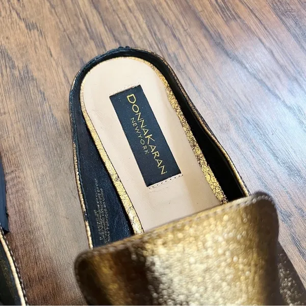 Donna Karan • Mott Mule leather backless loafer Bronze gold metallic slide - Image 7