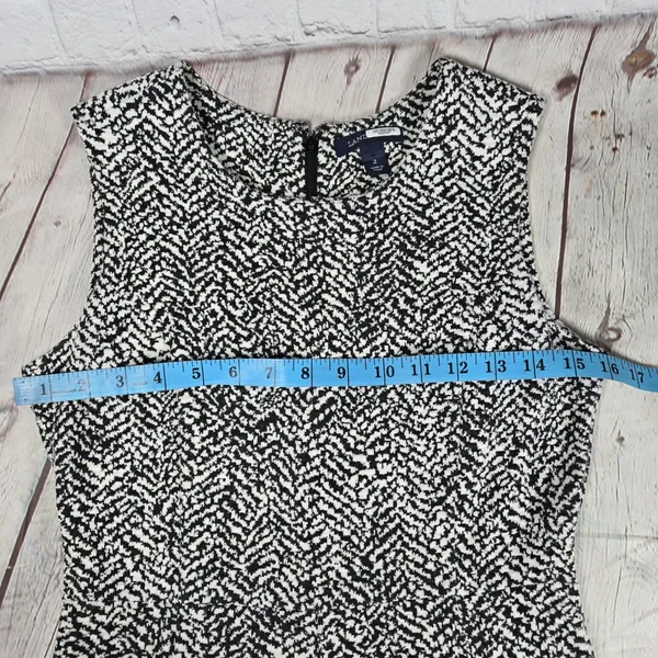 Lands End Sleeveless‎ Ponte Pencil Dress Black White Patterned Career Casual 2 - Image 7