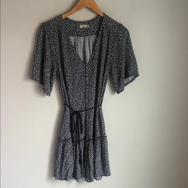 Faherty Orinda Tie Waist Button-Up Crepe Minidress XS - Image 3