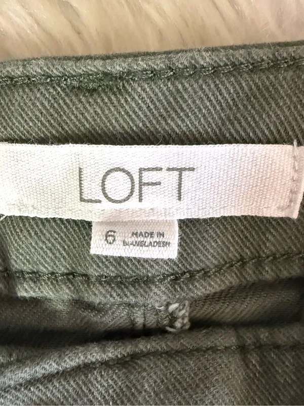 LOFT The Palmer Wide Leg Pants Women’s Size 6 Green Cropped Utility - Image 3