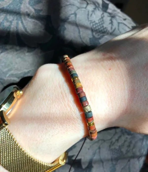 Unisex Healing Crystal Bracelet Handmade Beaded Rose Red Tiger’s Eye Stretch handmade - Image 2