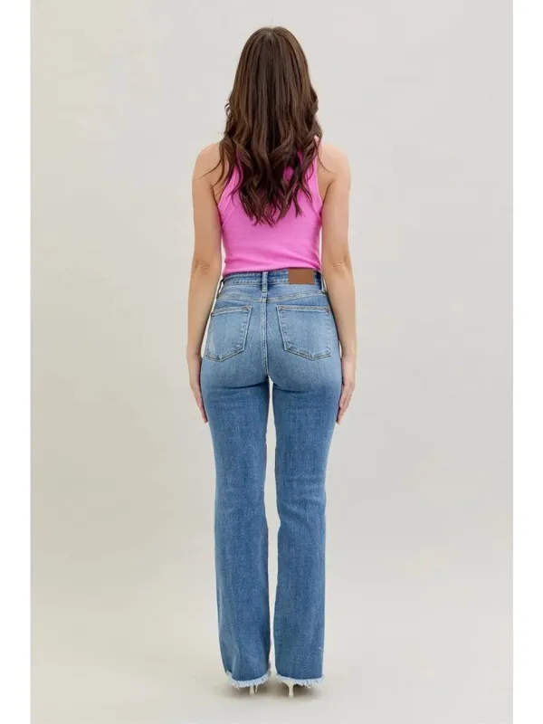 NEW Judy Blue High Waist Destroy Fray Hem Bootcut Jeans Size 31 - Image 4