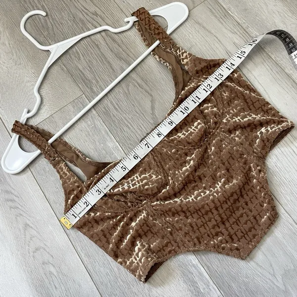 Skims Velvet Corset Tank Top logo crop womens Brown (medium) going out party - Image 3