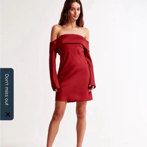 Abercrombie & Fitch Long Sleeve Off The Shoulder Satin Dress Size Small Tall - Image 2