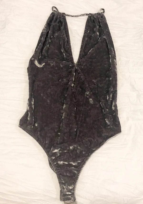 Urban Outfitters Gray Velvet Bodysuit - Image 2