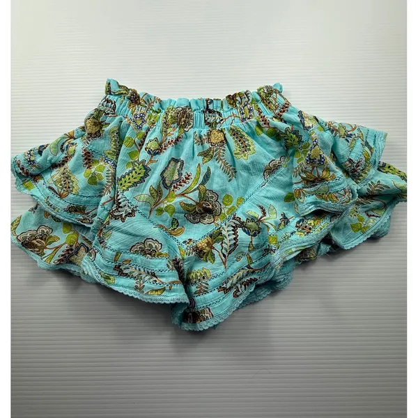 Aerie Turquoise Floral Paisley Ruffle Skort Shorts Smocked Waist‎ XS Boho Summer - Image 6
