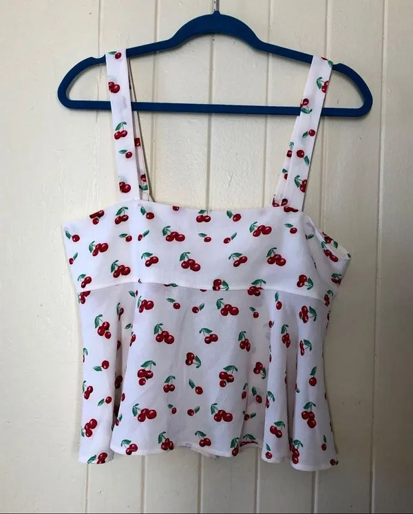 Favlux Cherry Print Babydoll Top NWOT - Image 3