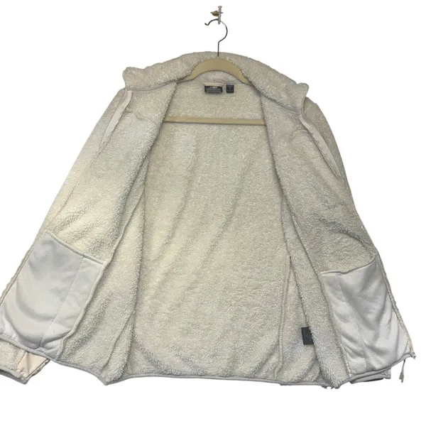 New Balance Womens Sherpa Fleece Full Zip Jacket Cream Off White Size M RN130893 - Image 5