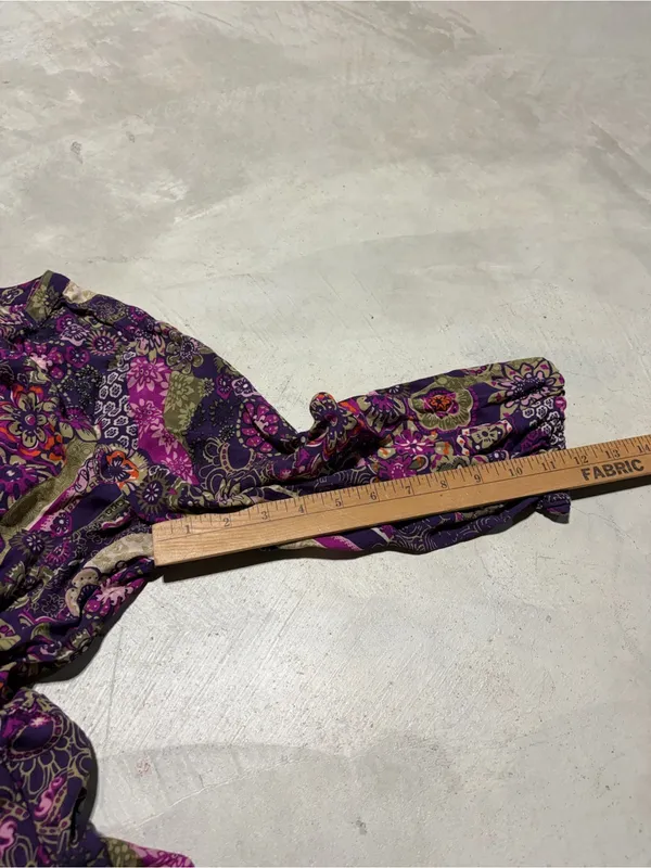 Natural life Purple Floral Tiered long sleeve dress medium - Image 4