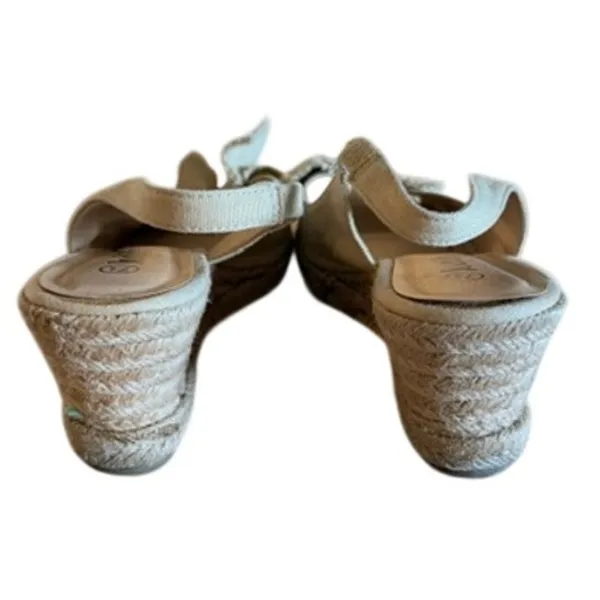 Judith Rosie Natural Canvas Espadrille Platform Wedge Slingback Sandals 7.5M - Image 5