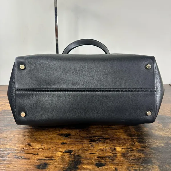 Jimmy Choo Satchel Bag Womens Large Black Leather Top Handle Work Purse Italy - Image 8