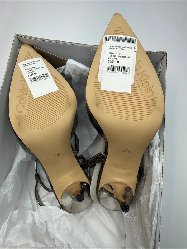 Calvin Klein Women's Cordera Strappy Slip-On Stiletto Pumps Size 7.5M - Image 6