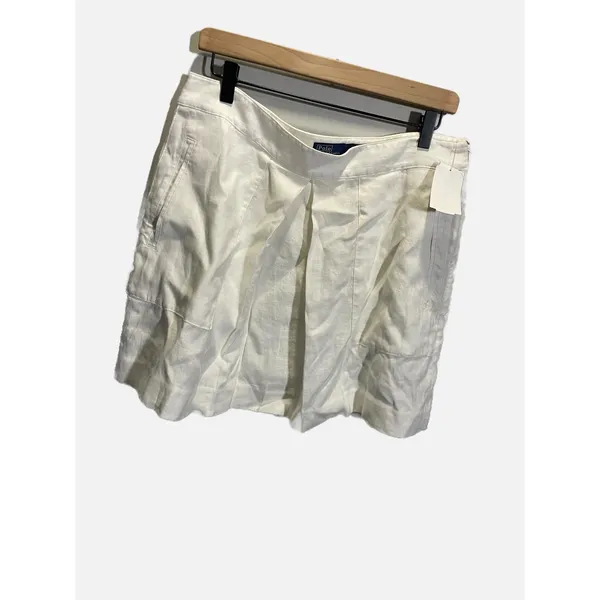 Polo Ralph Lauren Mini Skirt Womens 12 White 100% Linen Pleated Summer‎ Coastal - Image 3