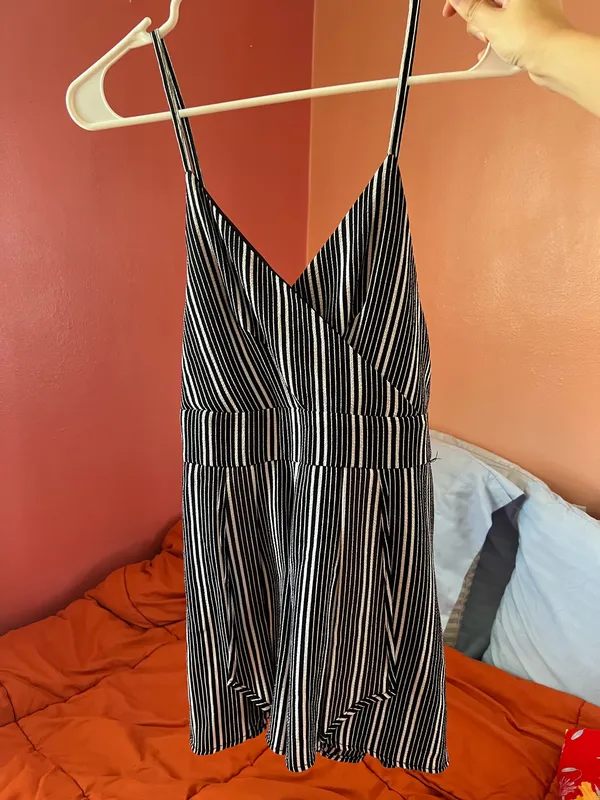 Black and White Striped Romper - Image 5