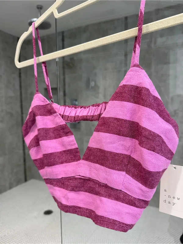 a new day Pink and Magenta Striped Cropped Tank (*NWT) - Image 2