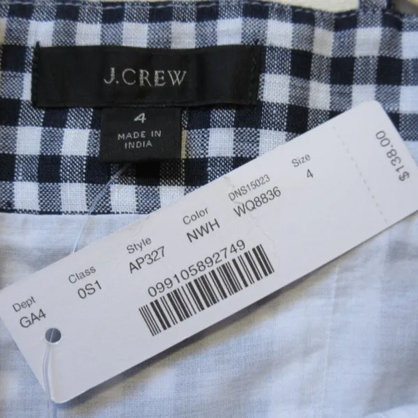 NWT J.Crew Tie-waist Linen Jumpsuit in Navy White Gingham Belted 1-Piece 4 - Image 10