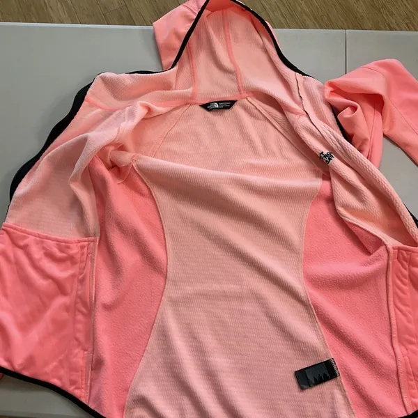 The North Face Arcata Hoodie Neon Peach Zip Up Fleece Lined Zip Pockets Medium - Image 7