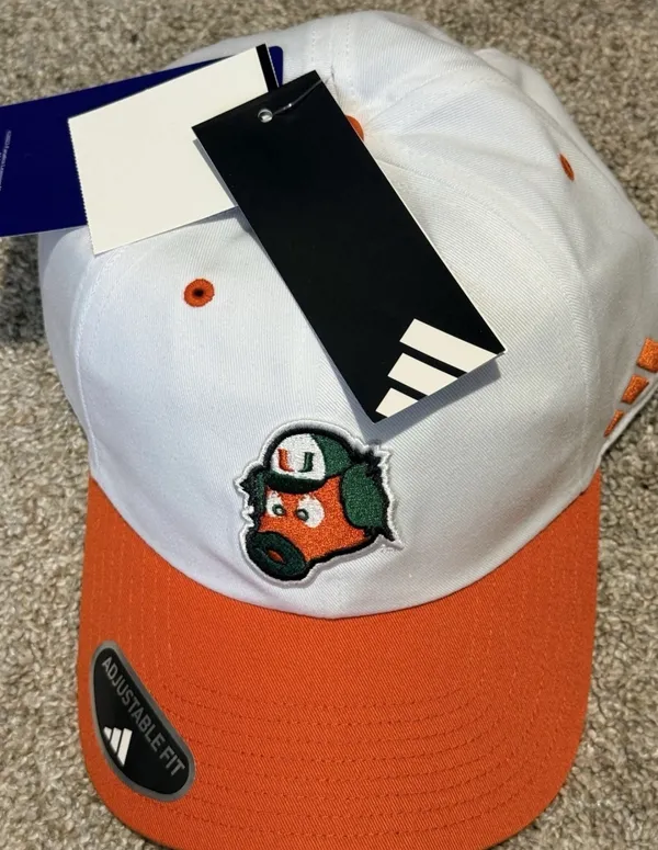 Adidas Miami hurricanes manic white and orange adjustable slouch hat - Image 5