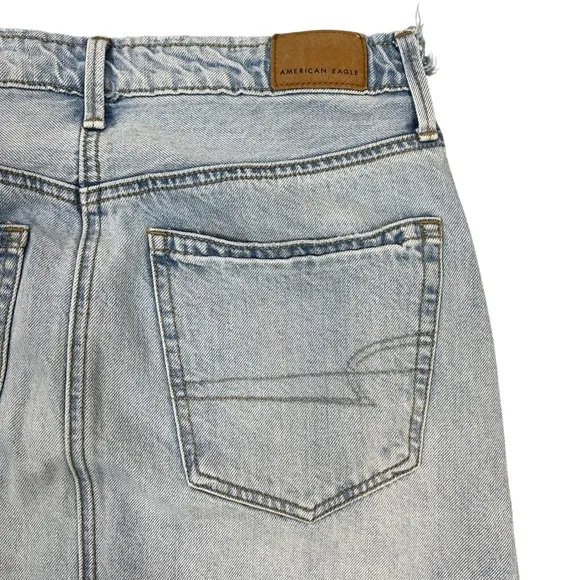 American Eagle 90s Maxi Skirt 4 Light Wash Distressed Denim Slit Grunge READ!‎ - Image 15