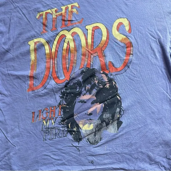 The Doors Graphic Tee Purple Band Shirt Divided Size M Rock Band Tee Core Retro - Image 3