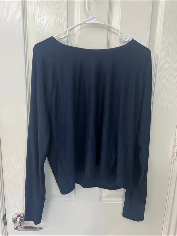 Beyond Yoga Navy Long Sleeve Scoop Neck Top - Image 2