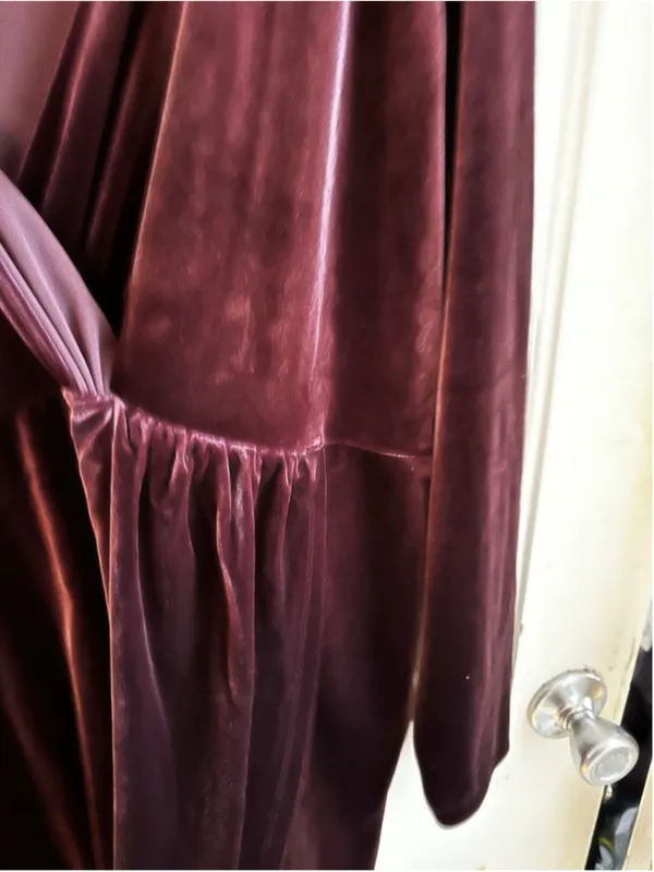 LOFT Velvet Wrap Large Plumberry Faux Wrap Cocktail Holiday Party Dress - Image 7