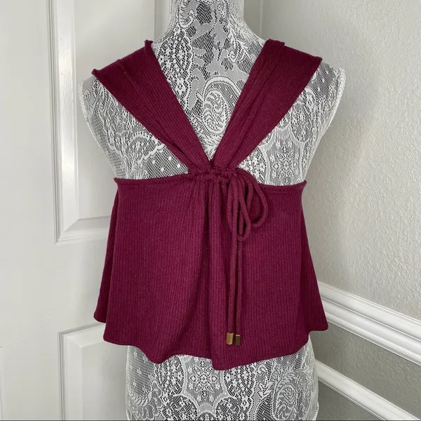 FREE PEOPLE Womens XS Ribbed Square Neck Reversible Flowy Crop Tank Top - Image 5