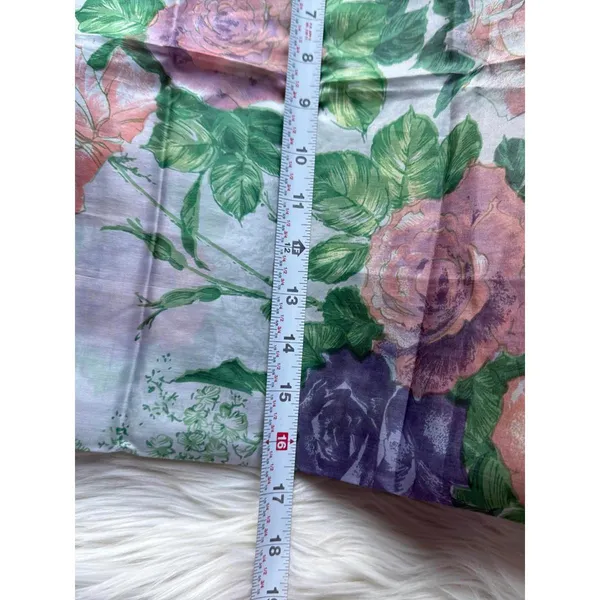 Floral Patterned 100% Silk Women's Scarf Purple - Image 4