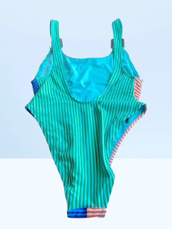 Aerie Color Block Stripe Cheekiest One Piece Swimsuit XS NWT - Image 2