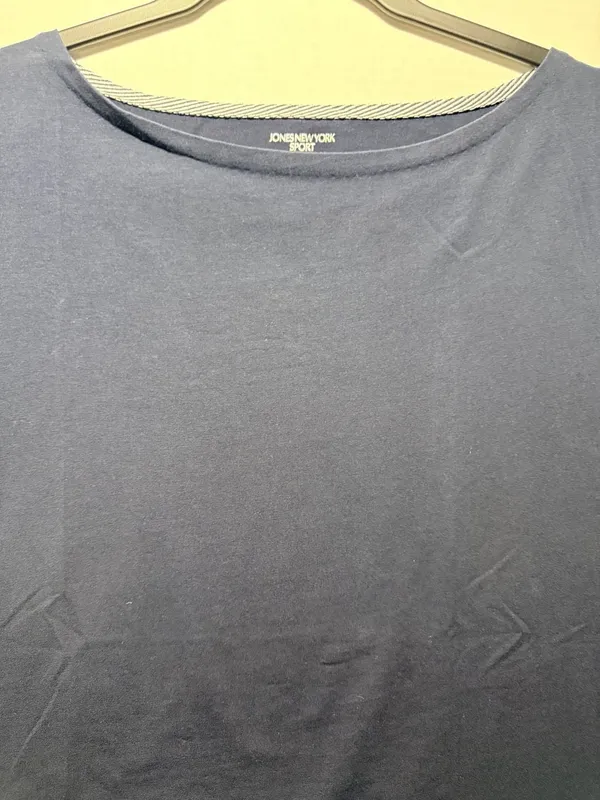 Jones New York Sport T-Shirt Size L Navy Blue Short Sleeve Scoopneck Tee - Image 3