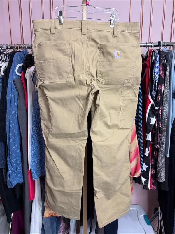 Carhartt Rugged Flex Loose Fit Canvas Work Pant Khaki Tan. Size 14S - Image 8