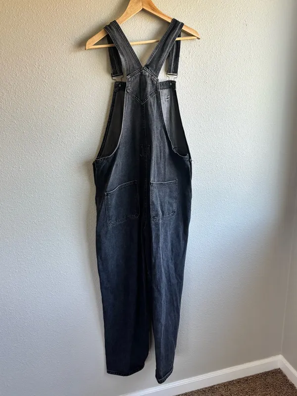 Large Black Denim Overalls Size 10 - Image 5