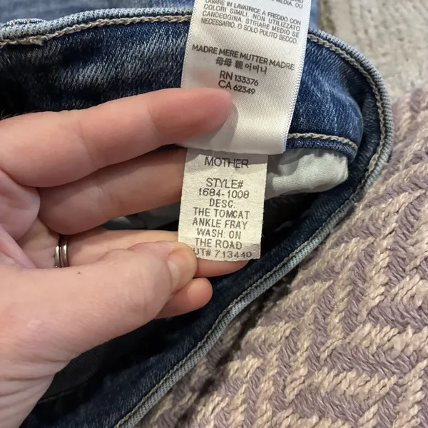 MOTHER Tomkat Ankle Fray Button Fly High Rise Jeans 30x27 Size 30 - Image 14