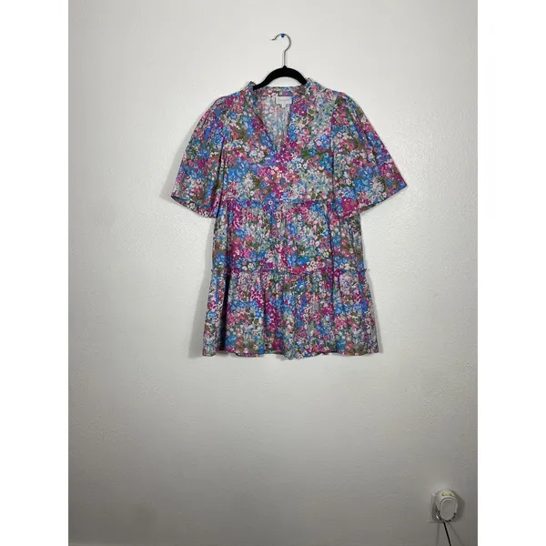 Sugarlips Women’s Floral Shift Dress With Split Neck Size XS - Image 5