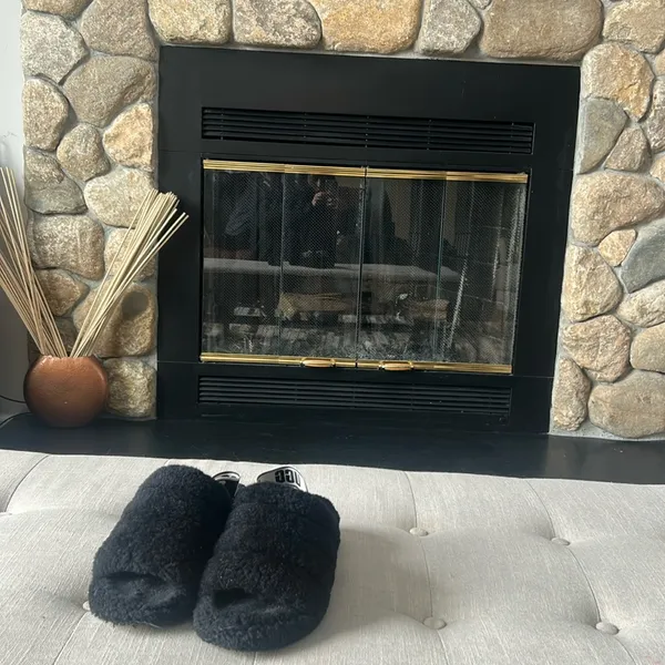 UGG Black Slip On Strapped Back Slippers Size 7 - Image 2