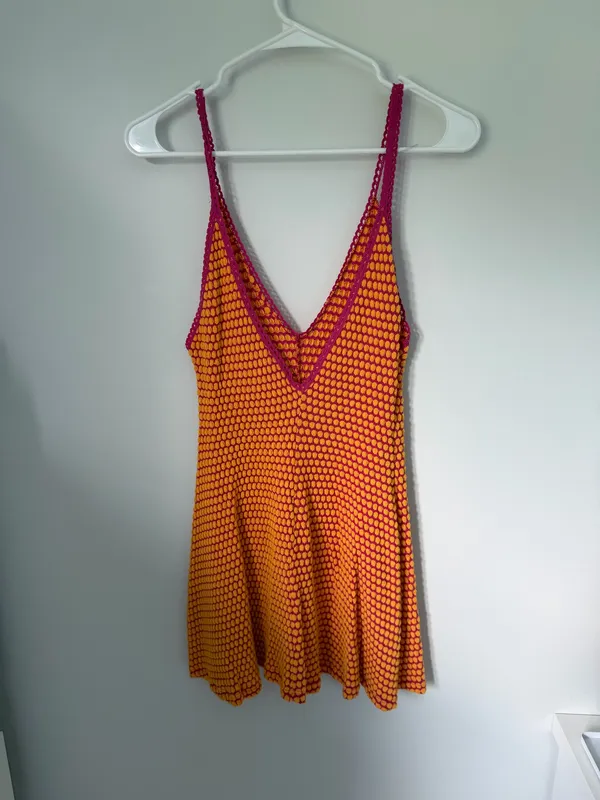 Zara Orange and Pink Mini Dress - Image 3