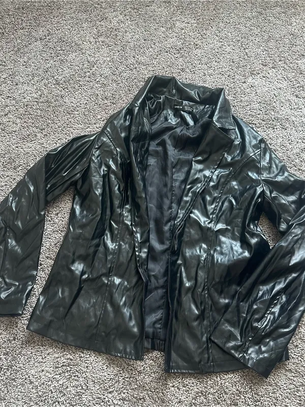 SHEIN Black Faux Leather Blazer Jacket - Image 2