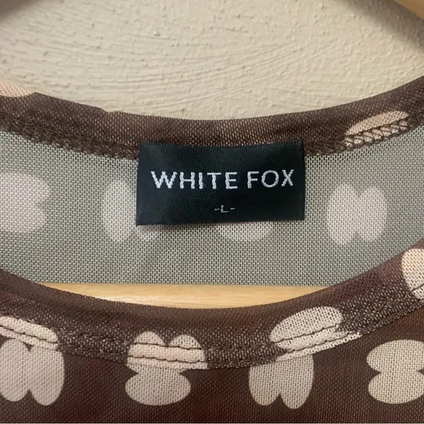 White Fox Boutique Brown and Cream Patterned Cropped Tank - Image 6